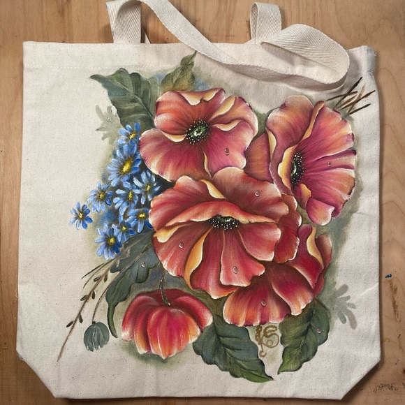 NWT - Hand painted canvas tote - Picture 3 of 4